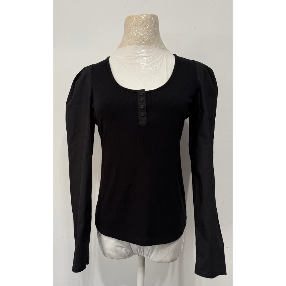 Joie womens black long sleeve‎ top with puff sleeves sz S whimsigoth romantic